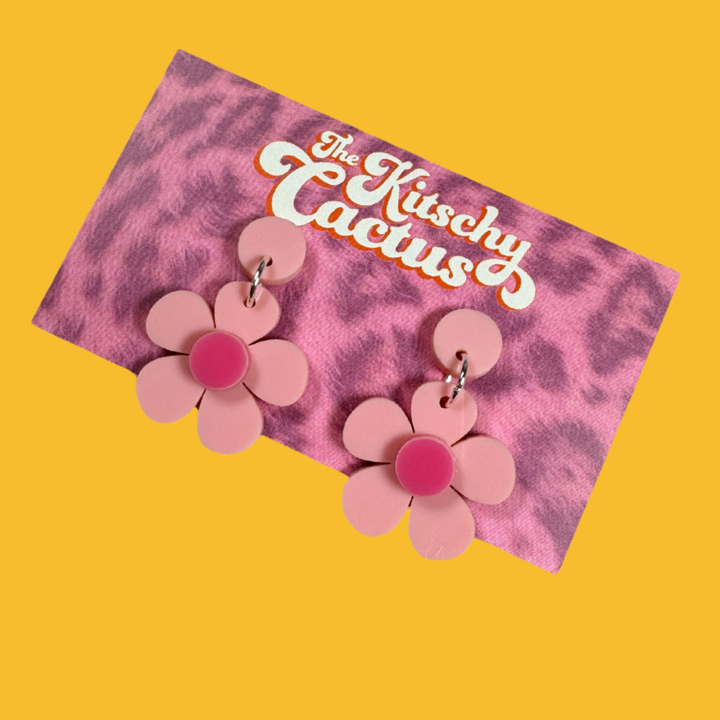 The Kitschy Cactus - Sugar Town (mini)-Pink Flower Earrings
