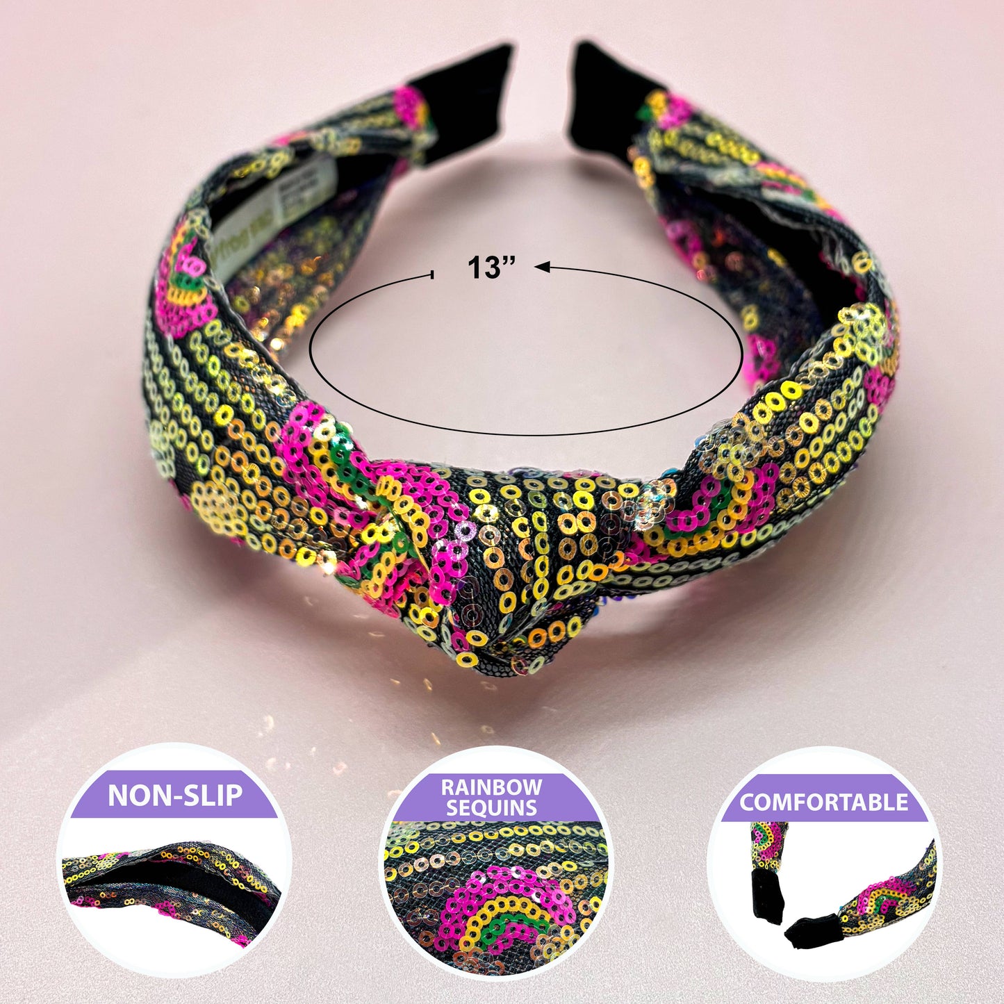 Frog Sac Kids Sequin Knot Headband, Rainbow