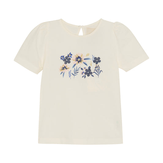 Creamie T-shirt Blue Floral - 2Y