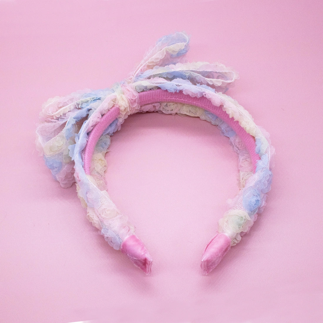 Frog Sac - Big Bow Headband - Double Layer Rainbow Mini Rosette