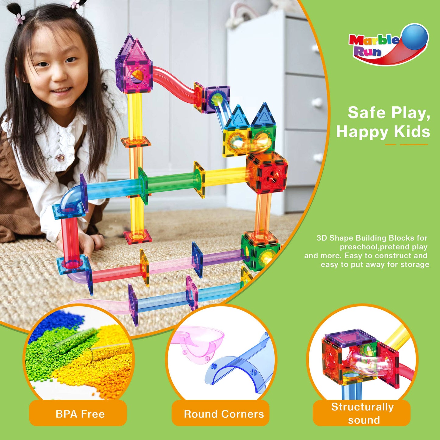 PicassoTiles Magnetic Marble Run Set