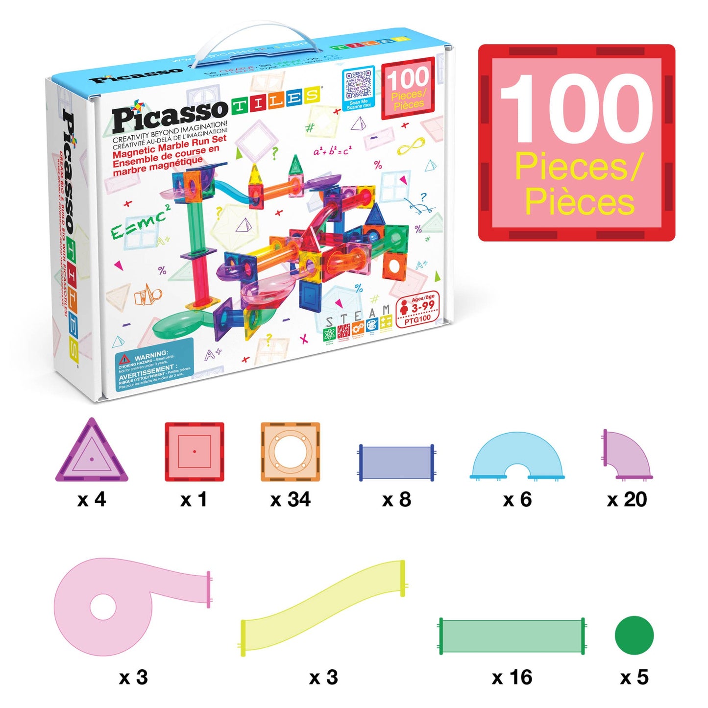 PicassoTiles Magnetic Marble Run Set