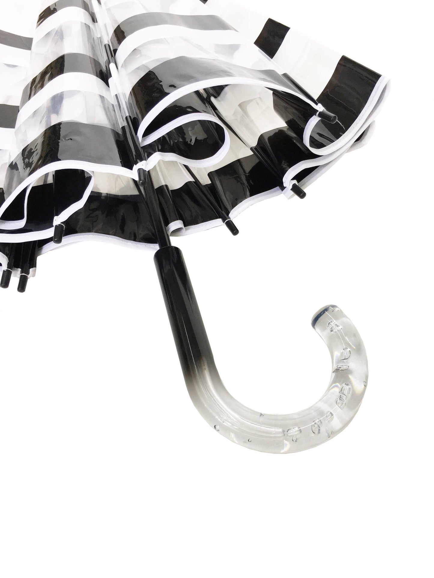 SMATI - Long Transparent Umbrella Black & White Stripe