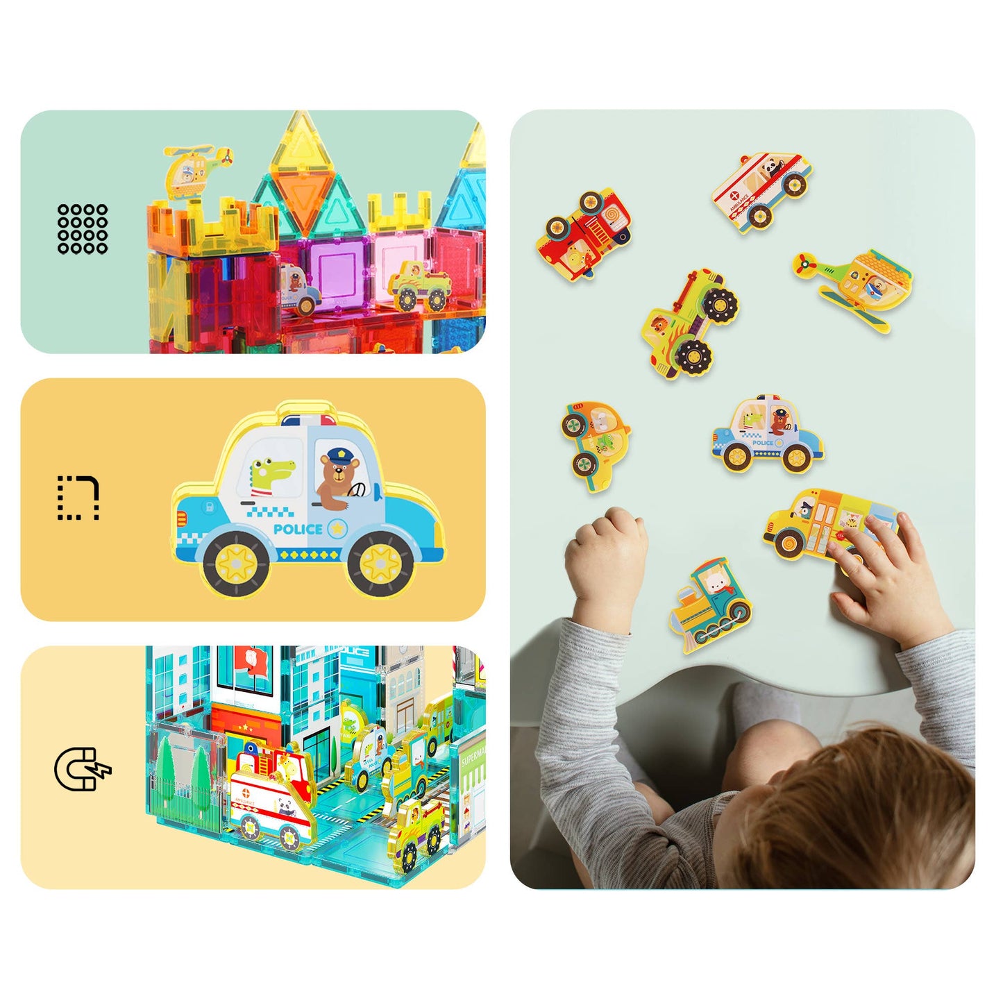 PicassoTiles 8pc Metro City Magnetic Action Figures