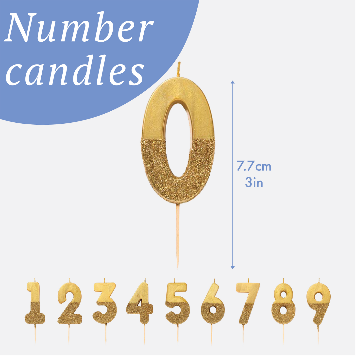 Talking Tables USA - Gold Glitter Birthday Number Candles | 0-9