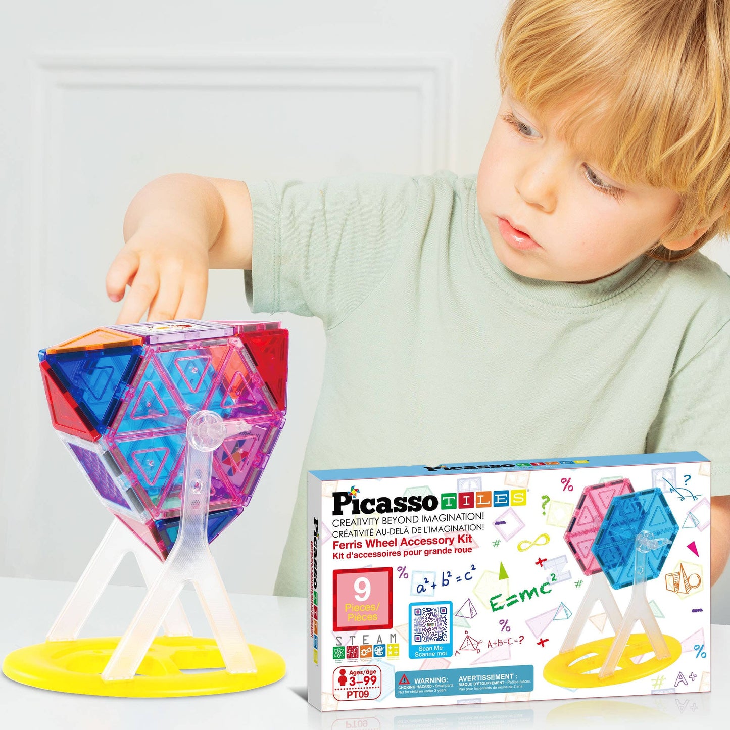 PicassoTiles 9pc Ferris Wheel Magnetic Tile Building Set