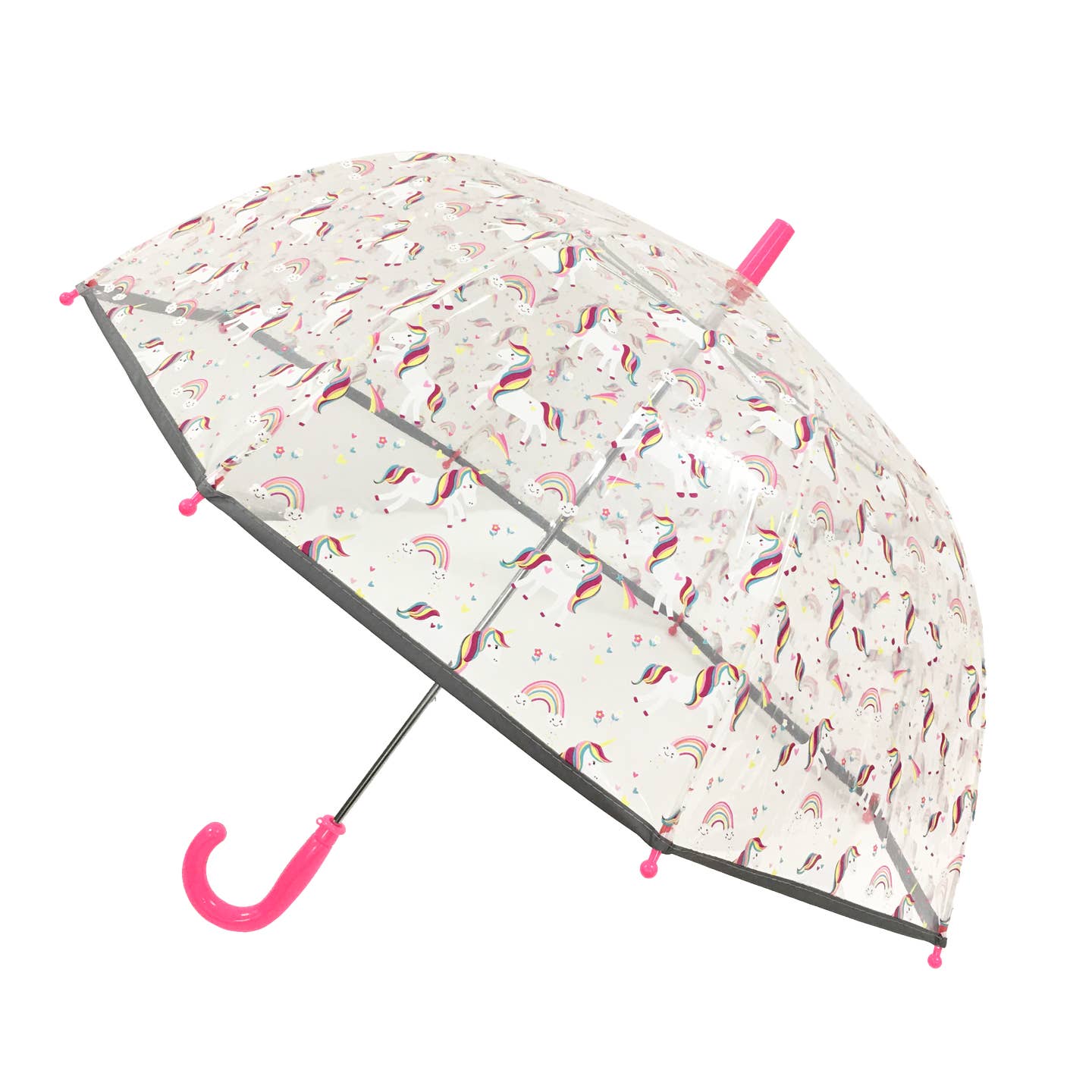 Child's Transparent Umbrella Pink Unicorn - Reflective