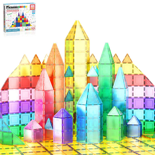 PicassoTiles 61pc Magnetic Tile Building Set
