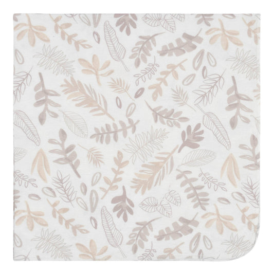 Just Born 4-Pack Neutral Leaves Flannel Receiving Blankets