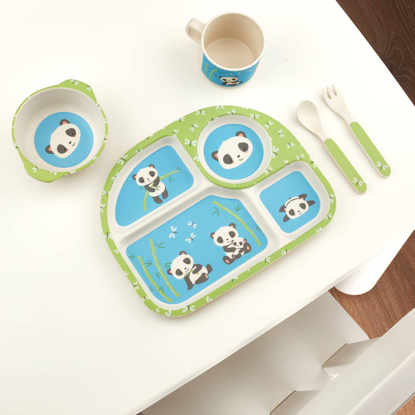 My Funkins - Five Piece Bamboo Dish Set for Kids - Pandas
