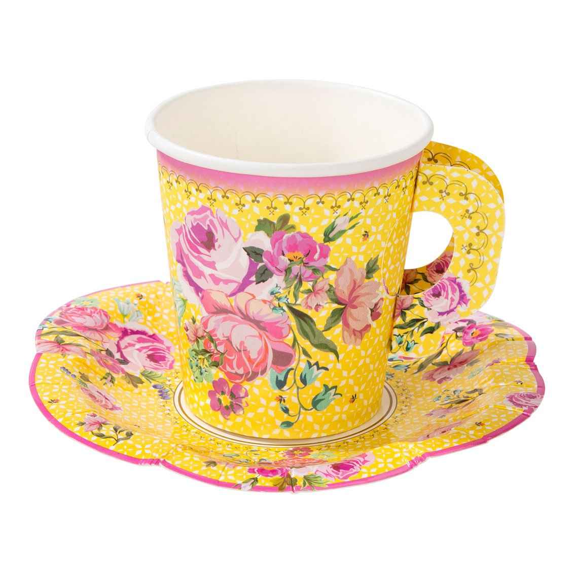 Talking Tables USA - Vintage Teacups and Saucers Set  | 12 Pack | Tea Party |