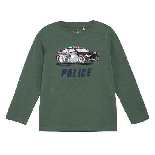 Minymo - Long Sleeve Police Car Flip Sequins T-shirt - 5 years