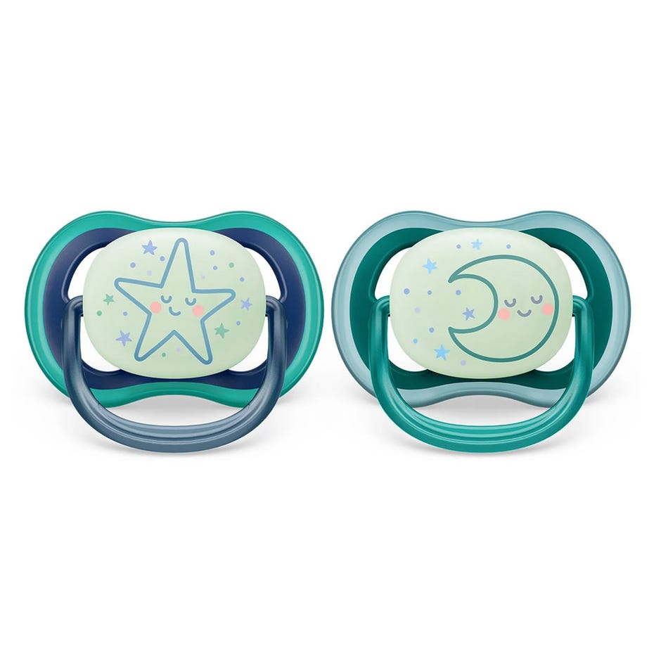 Philips Avent - Ultra Air Pacifier Night 2pk 6-18M Star+Moon
