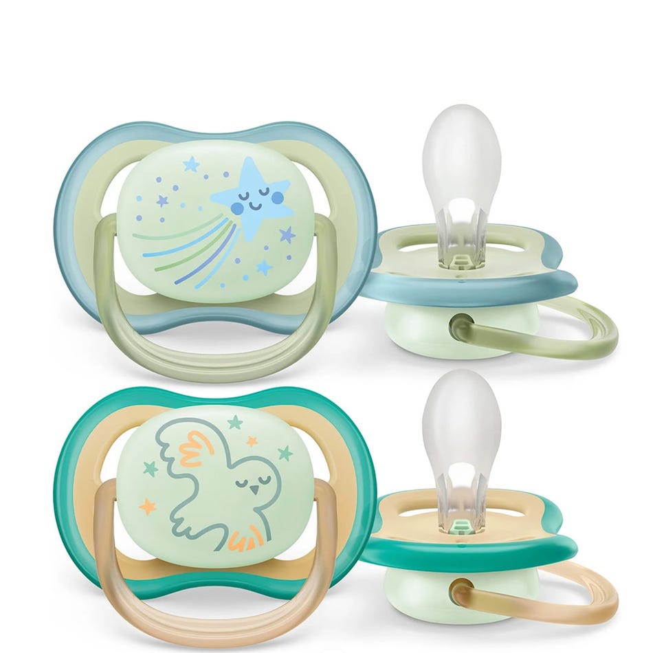 Philips Avent - Ultra Air Pacifier Night 2pk 0-6M Star+Owl