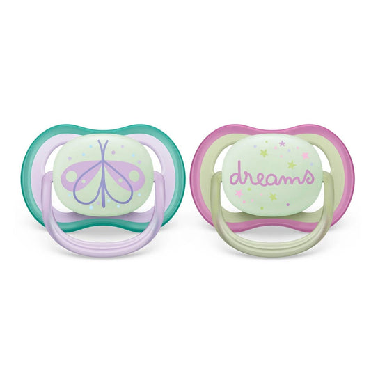 Philips Avent - Ultra Air Pacifier Night 2pk 0-6M Dragonfly+Dream