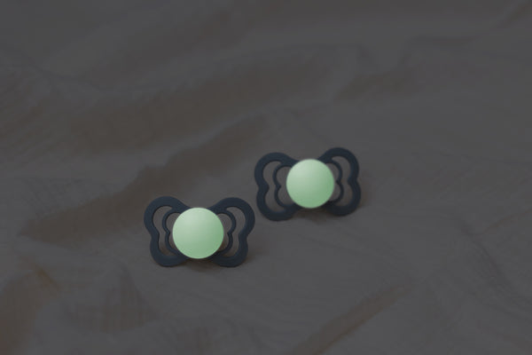 BIBS Pacifier Supreme Silicone 2 PK Sage GLOW / Cloud GLOW