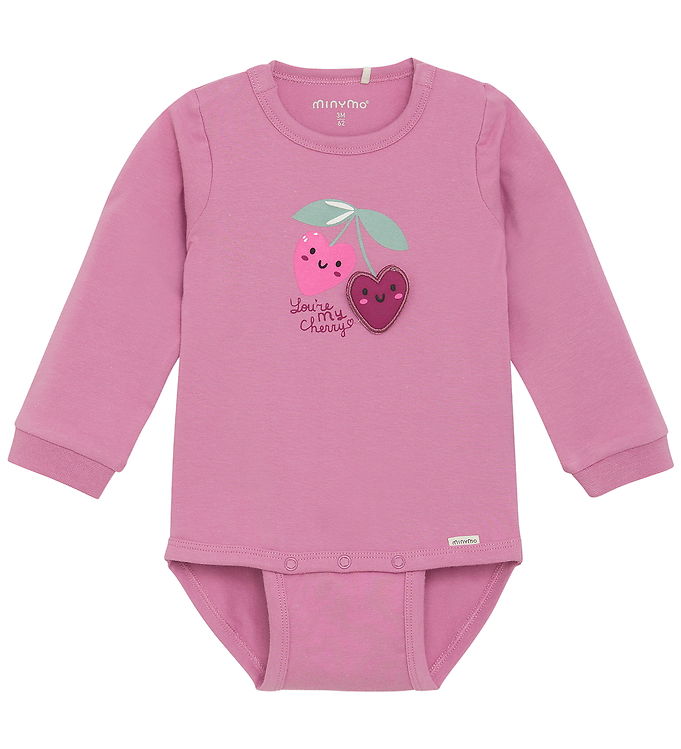 Minymo  - Long Sleeve Mauve Orchild Bodysuit - 3 Months