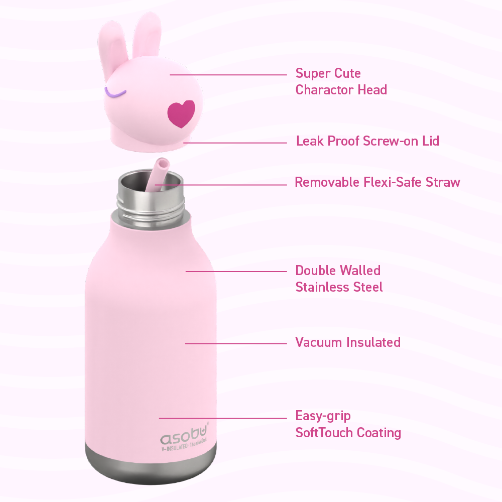 Asobu - 16 oz Bestie Animal Bottle - BUNNY