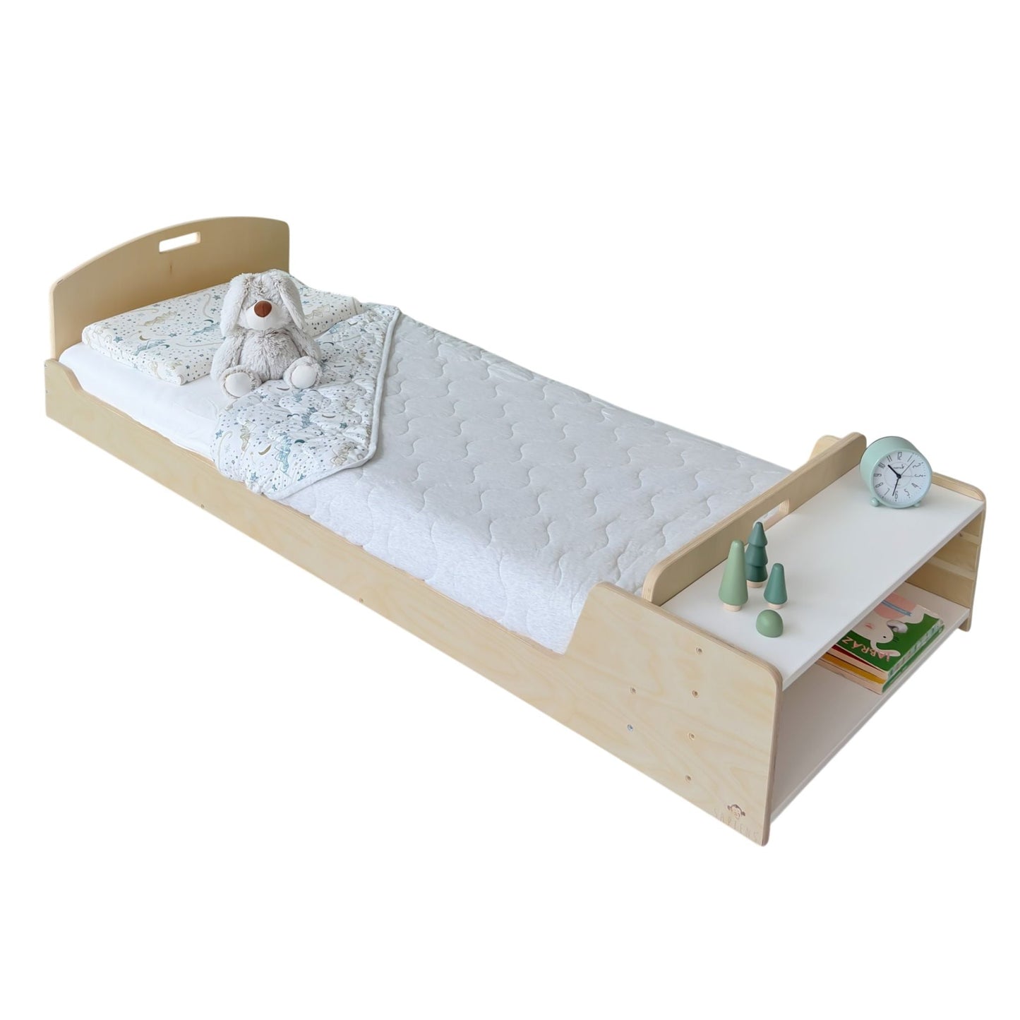 CHERRY - Montessori Floor Bed with Shelves