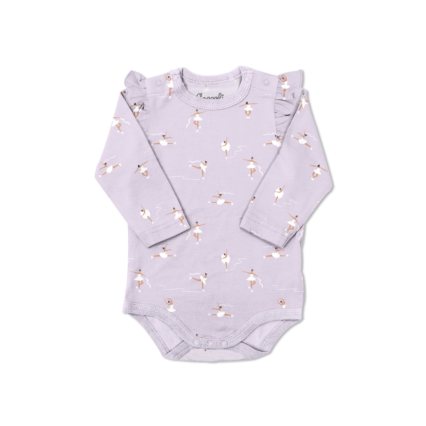 Coccoli Modal Romper Long Sleeve Bodysuit - Ballerinas on Lavender Purple 3M