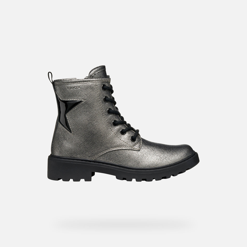 Geox Casey Junior Grey Combat Boots