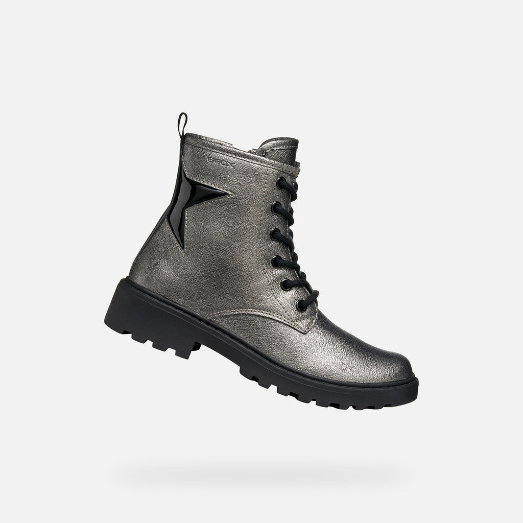 Geox Casey Junior Grey Combat Boots