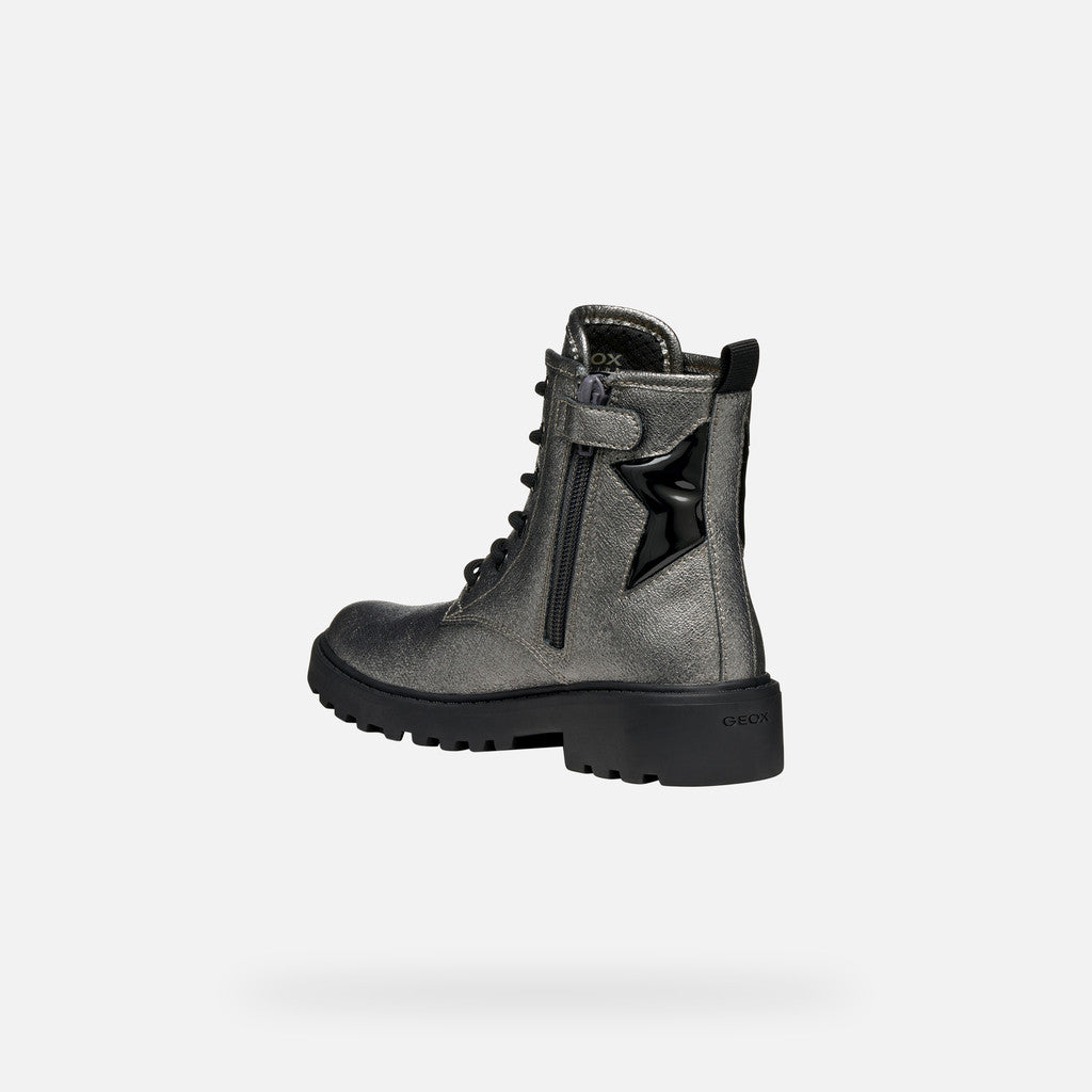 Geox Casey Junior Grey Combat Boots