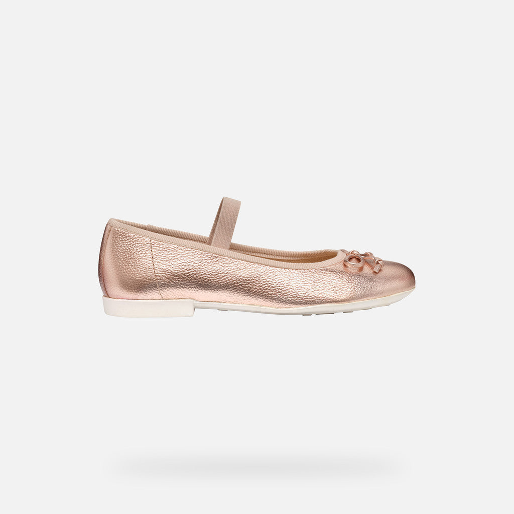 Geox Plie Girl's Ballerina Flat Pearl Old Rose