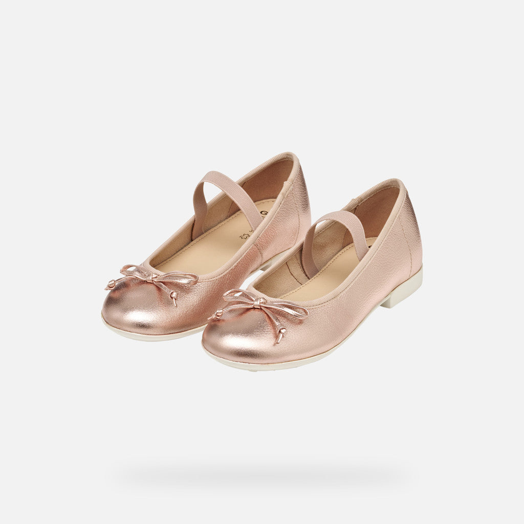 Geox Plie Girl's Ballerina Flat Pearl Old Rose
