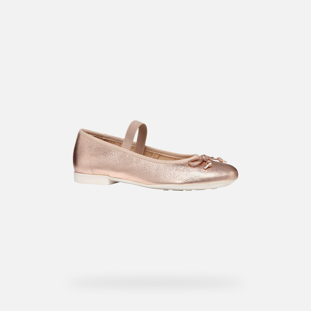 Geox Plie Girl's Ballerina Flat Pearl Old Rose