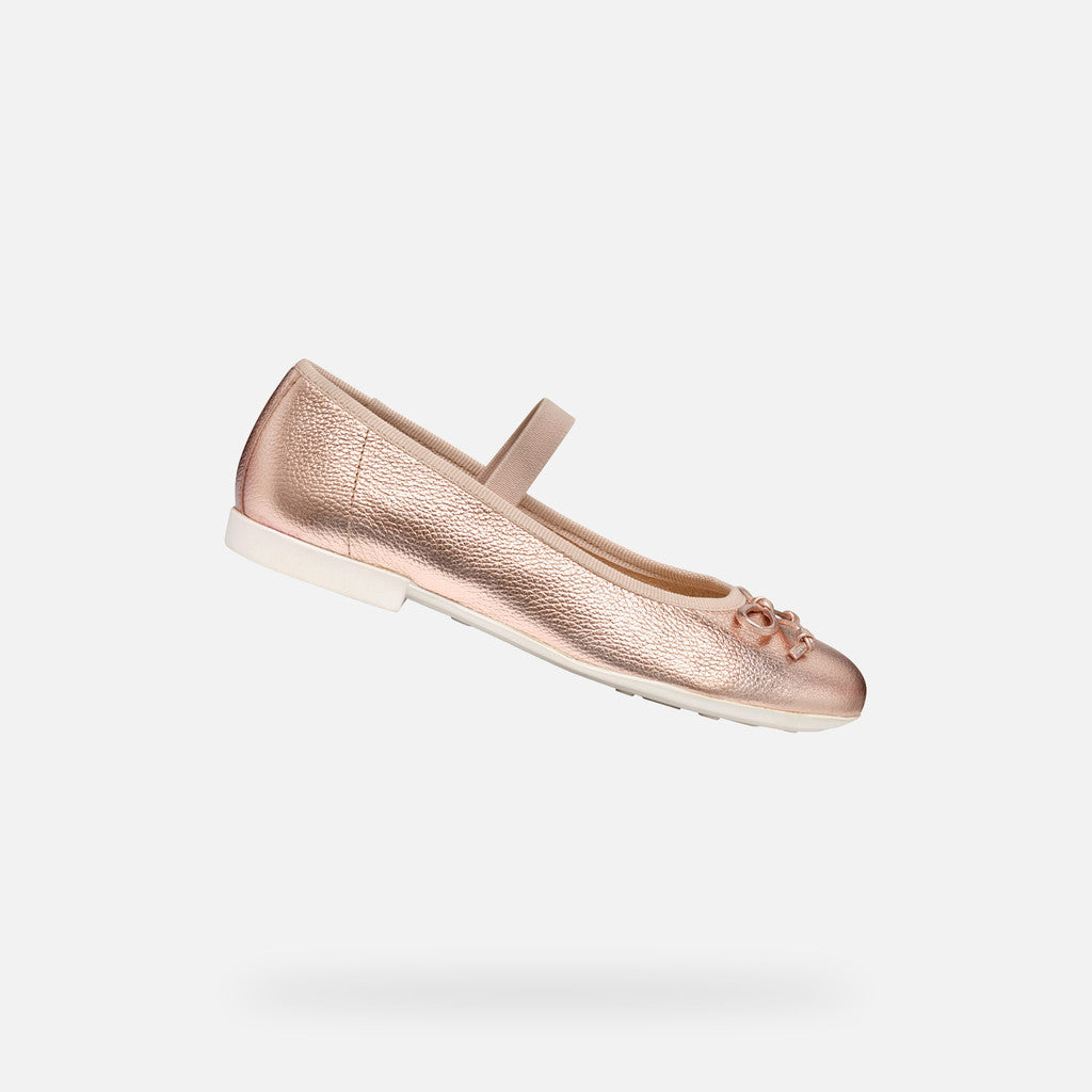 Geox Plie Girl's Ballerina Flat Pearl Old Rose
