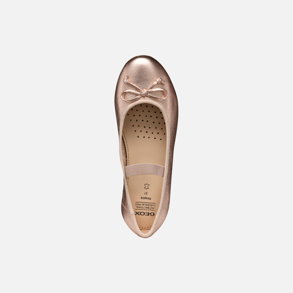 Geox Plie Girl's Ballerina Flat Pearl Old Rose