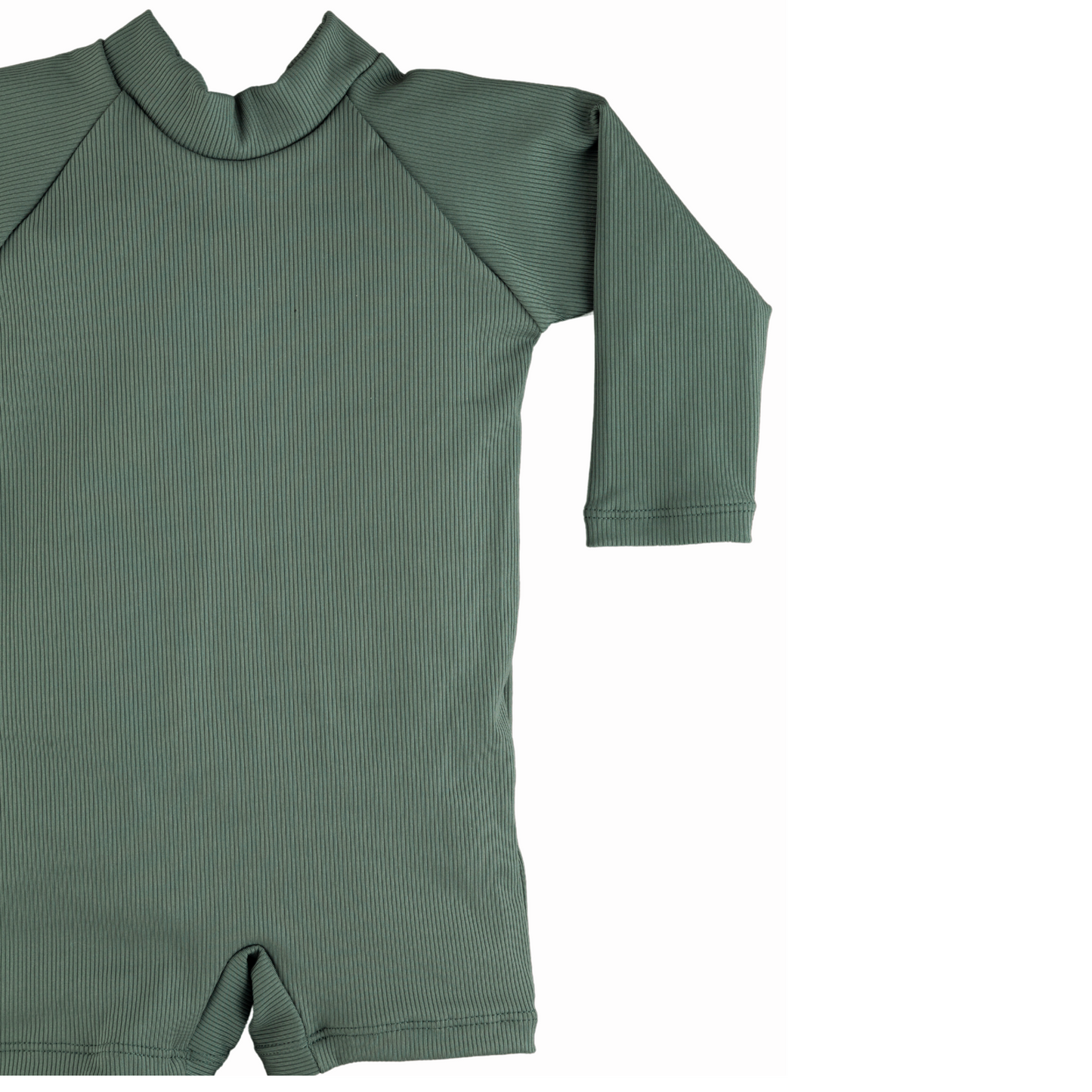 Current Tyed - Solid Solid Dark Green Ribbed Sunsuit
