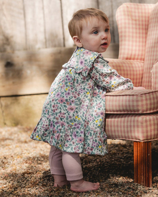 Deux par Deux - Muslin Dress + Legging Set - Watercolor Flowers