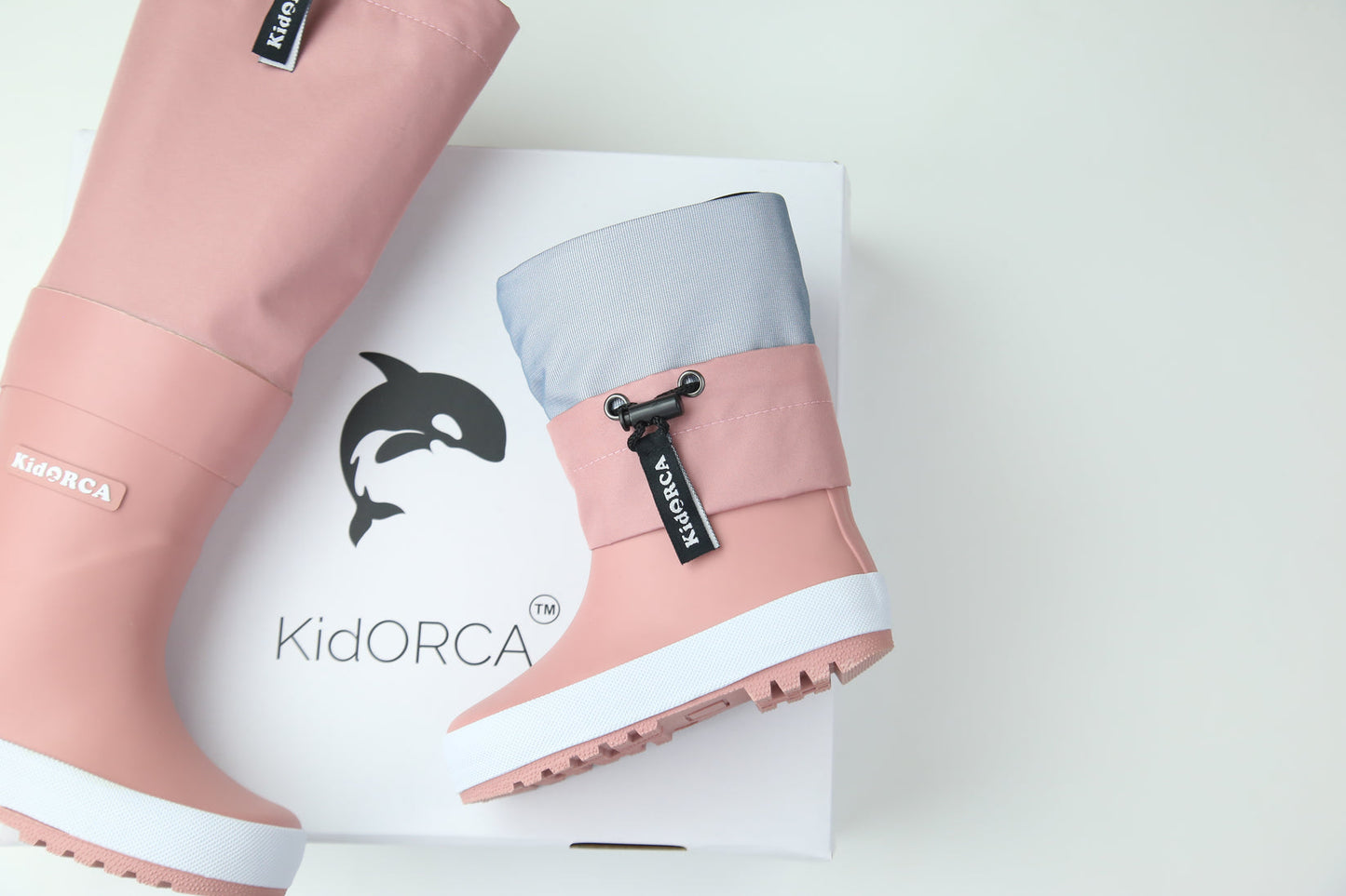 KidORCA Kids Rain Boots with Above Knee Waders - Ash Rose