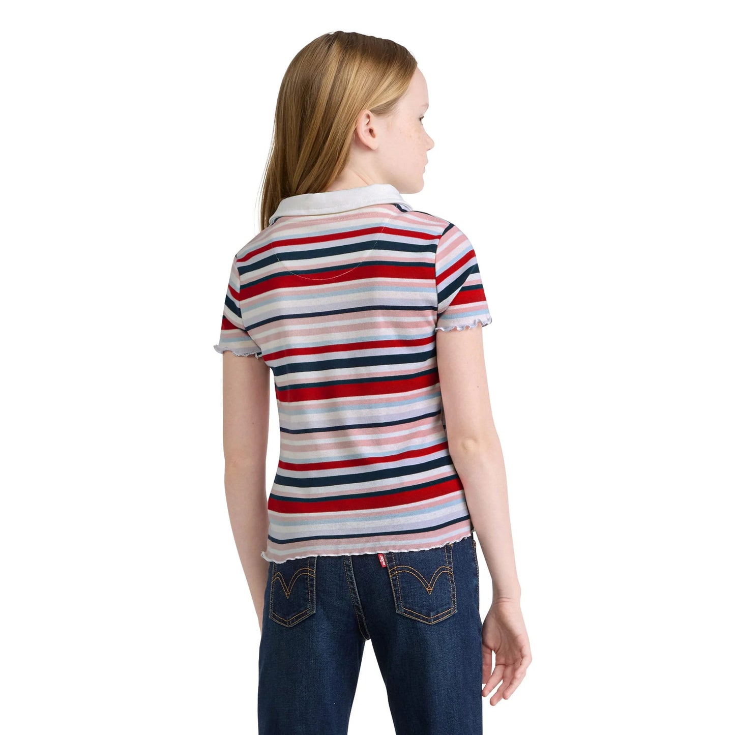 Levi's- Girls' Ribbed Knit Striped Polo Top