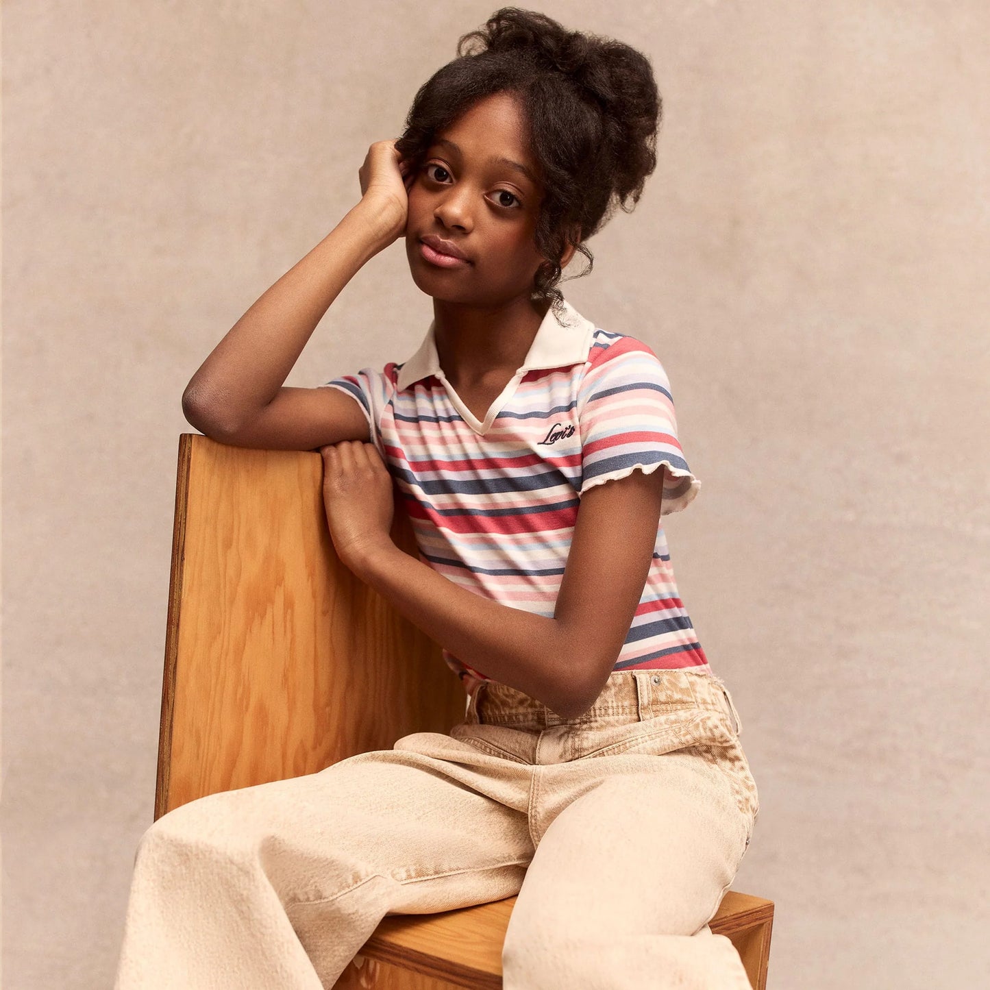 Levi's- Girls' Ribbed Knit Striped Polo Top