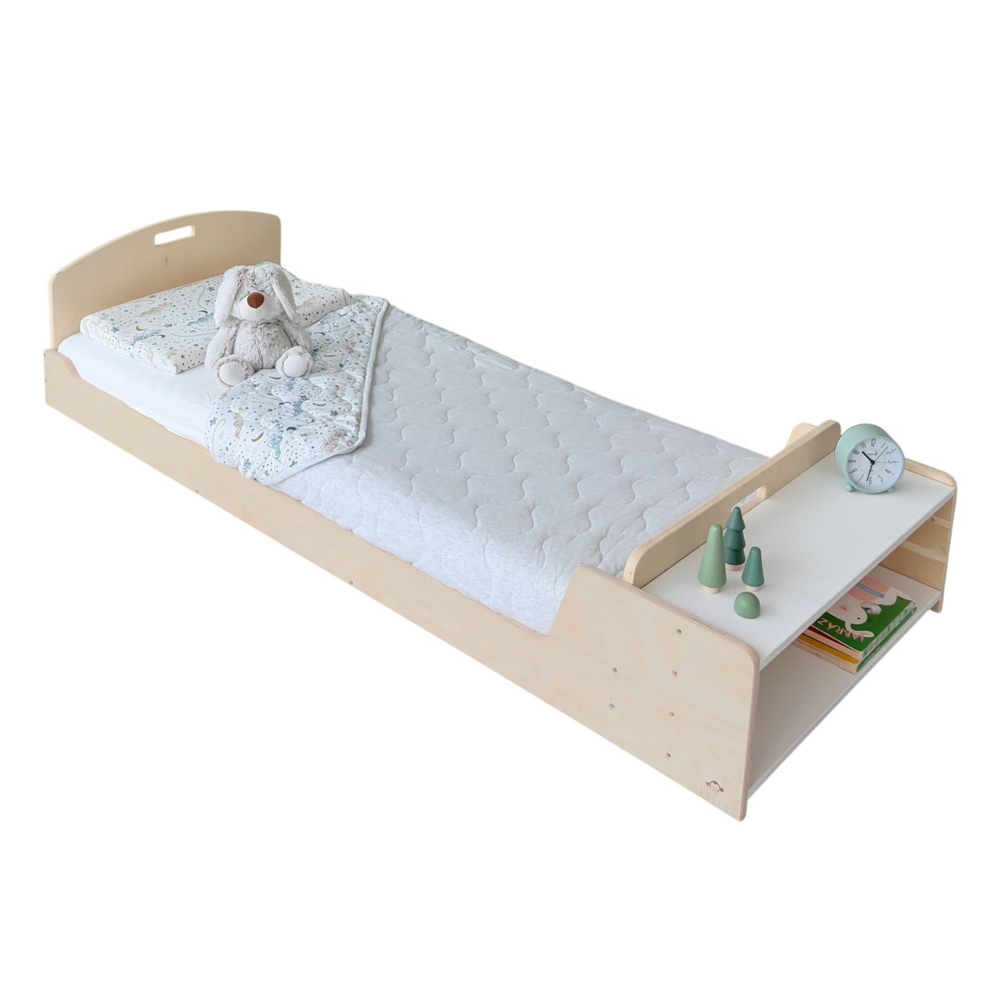 CHERRY - Montessori Floor Bed with Shelves