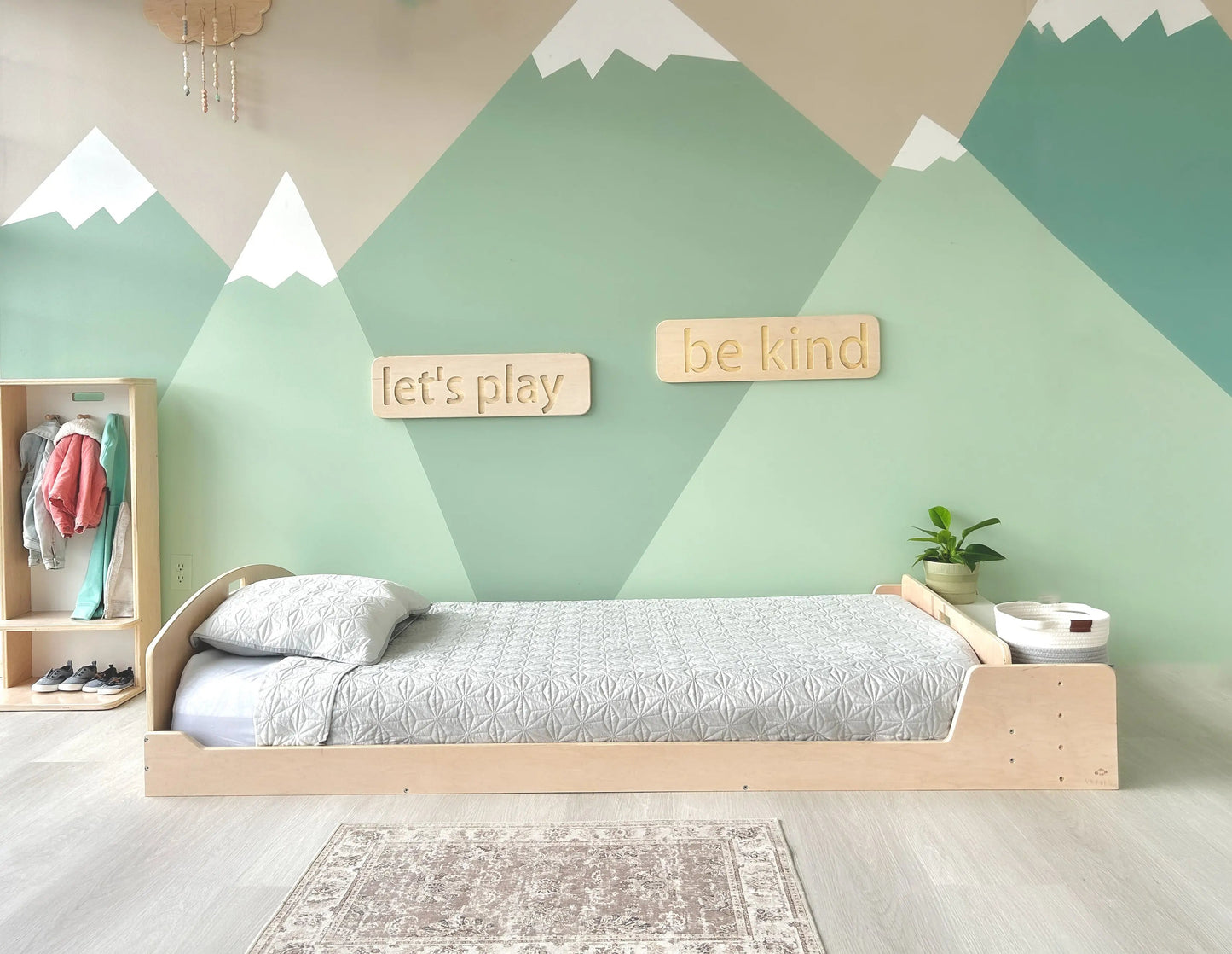 CHERRY - Montessori Floor Bed with Shelves