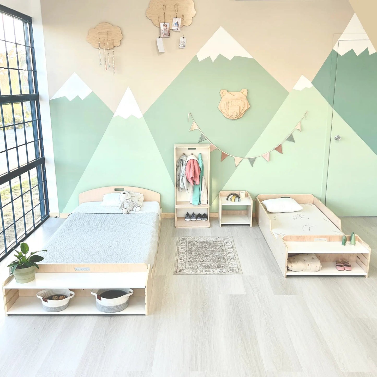 CHERRY - Montessori Floor Bed with Shelves