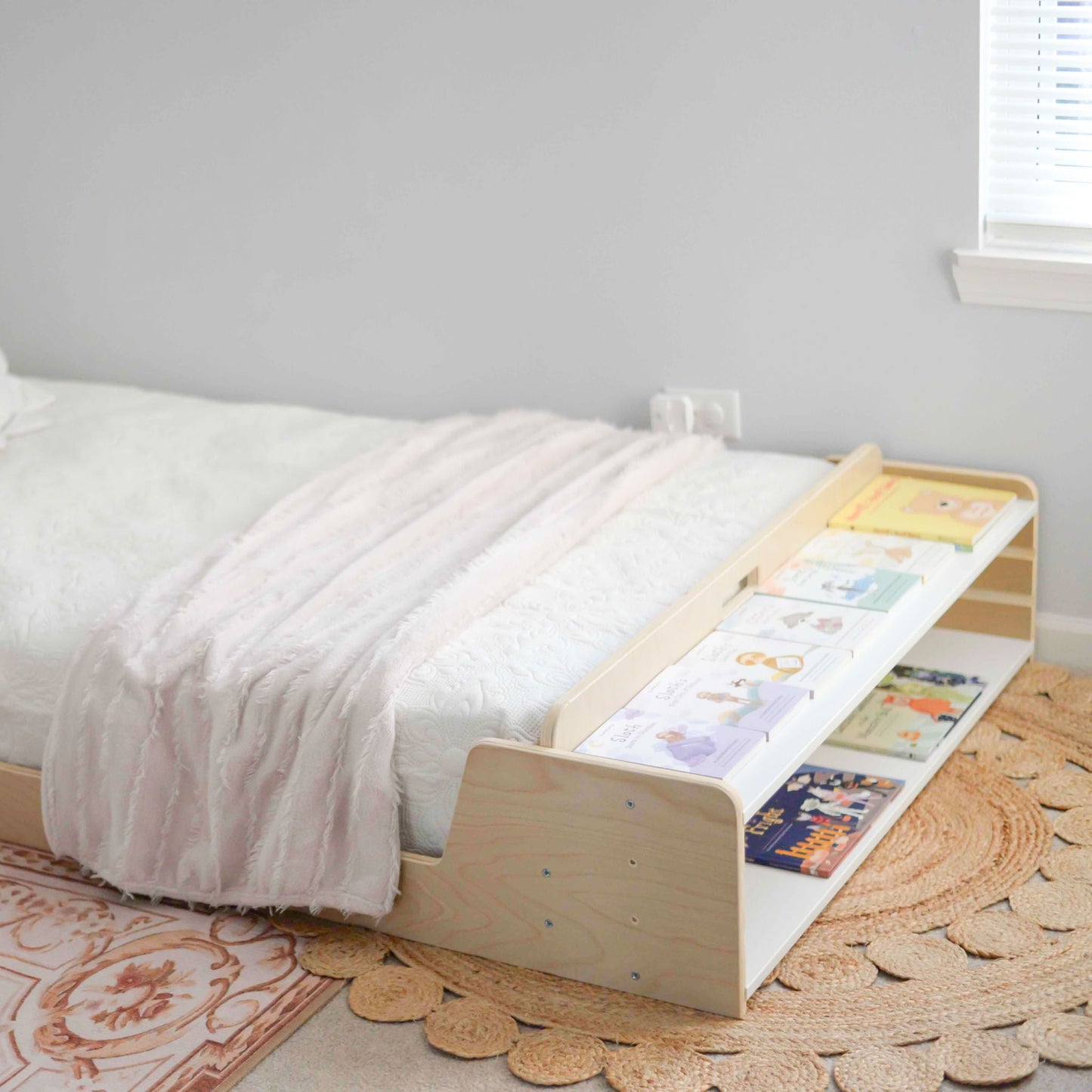 CHERRY - Montessori Floor Bed with Shelves