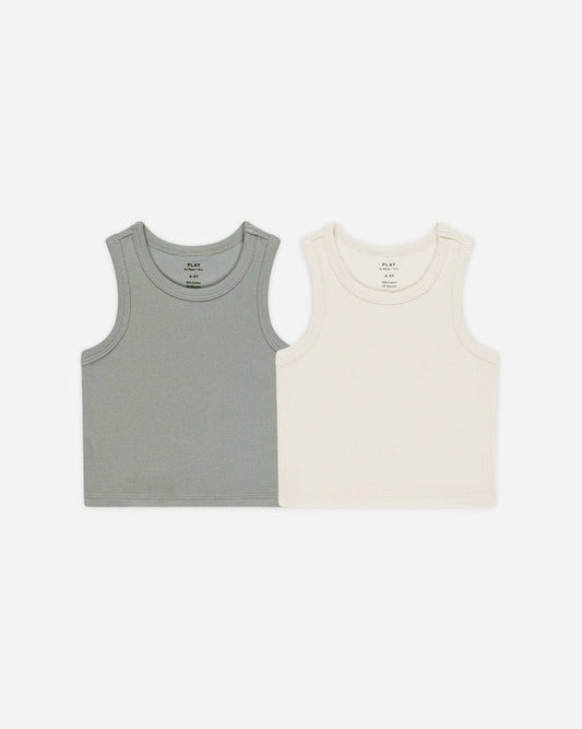 Rylee + Cru - Ribbed Tank Set || Natural, Eucalyptus