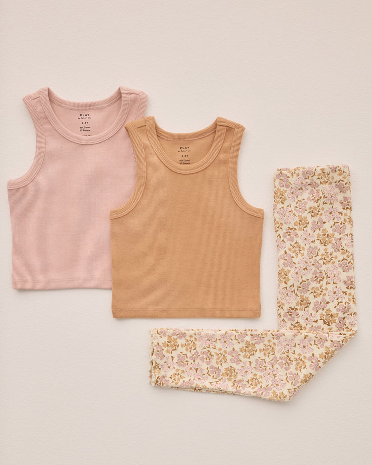 Rylee + Cru - Ribbed Tank Set || Pink, Grapefruit