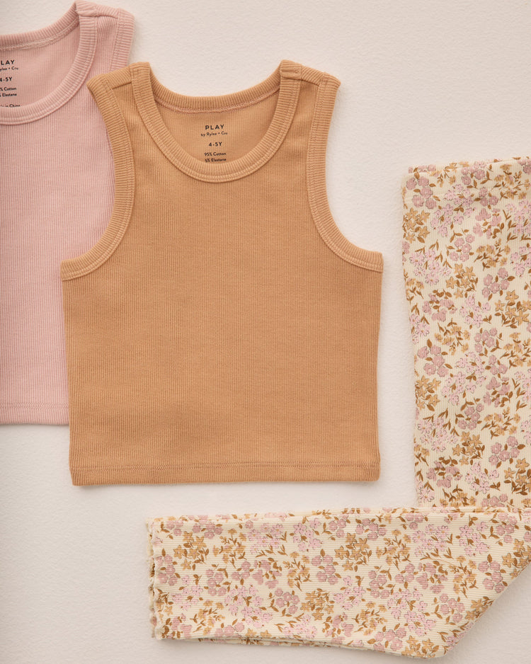 Rylee + Cru - Ribbed Tank Set || Pink, Grapefruit
