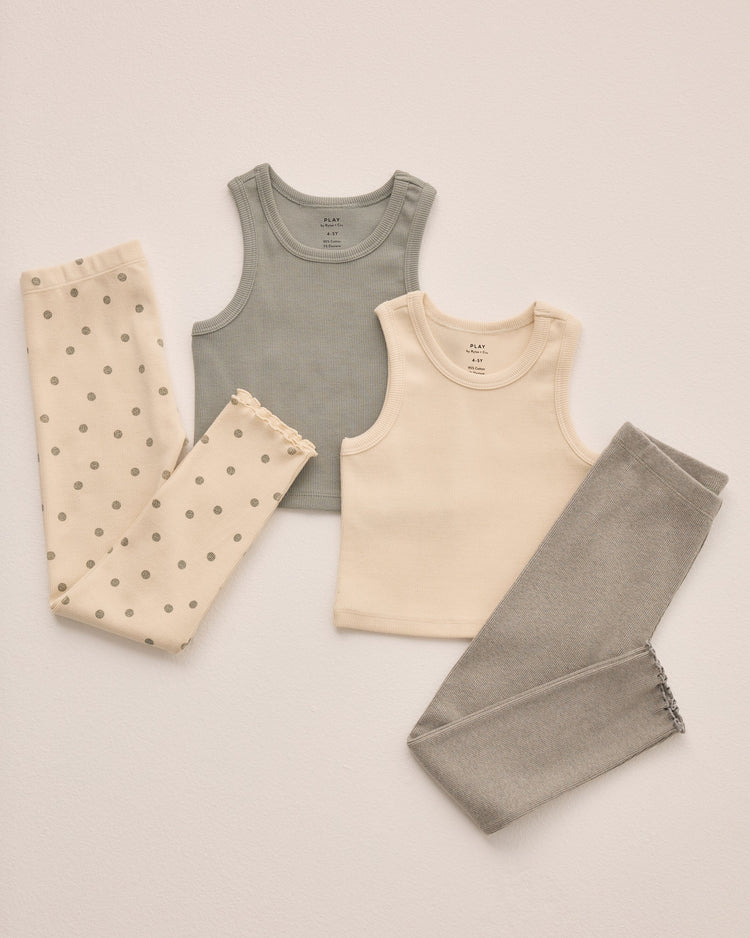Rylee + Cru - Ribbed Tank Set || Natural, Eucalyptus