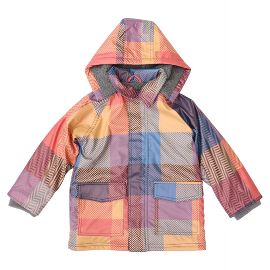 Korango Sherpa Lined Check Raincoat Red