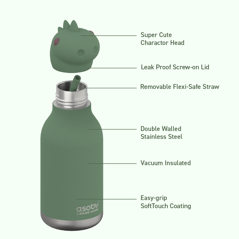 Asobu - 16 oz Bestie Animal Bottle - DINOSAUR