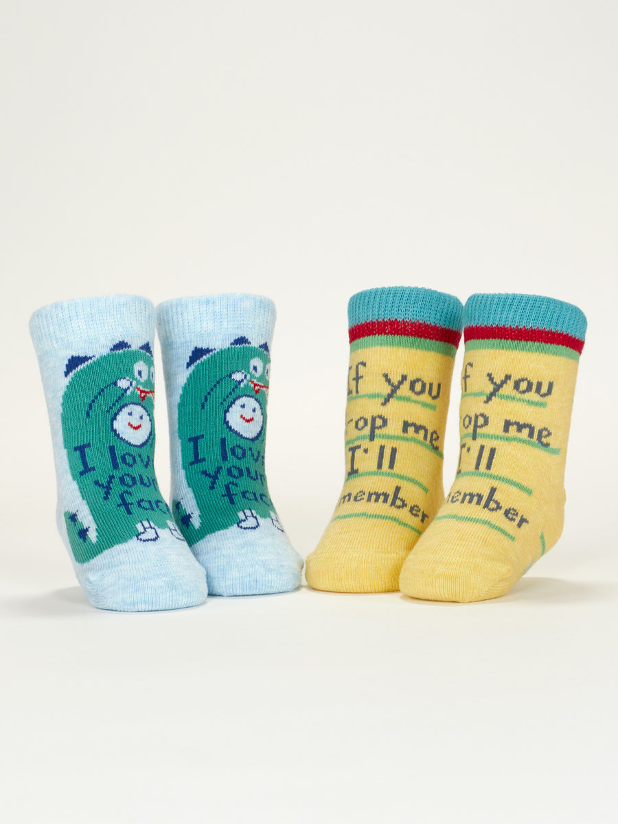 Blue Q - I Love Your Face/ If You Drop Me I'll Remember Baby Socks (6-12 M)