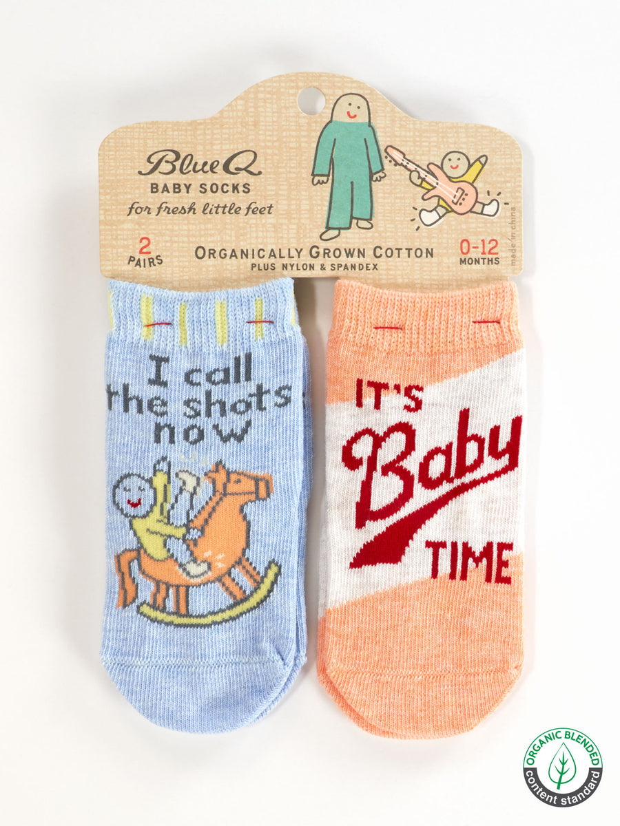 Blue Q - I Call The Shots Now/ It's Baby Time Baby Socks (0-12M)