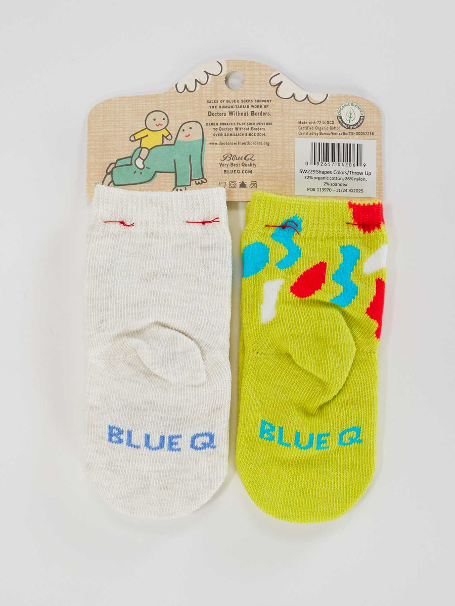 Blue Q - Big Fan Of Shapes & Colors/ Cool If I Throw Up On You? Baby Socks (0-12M)